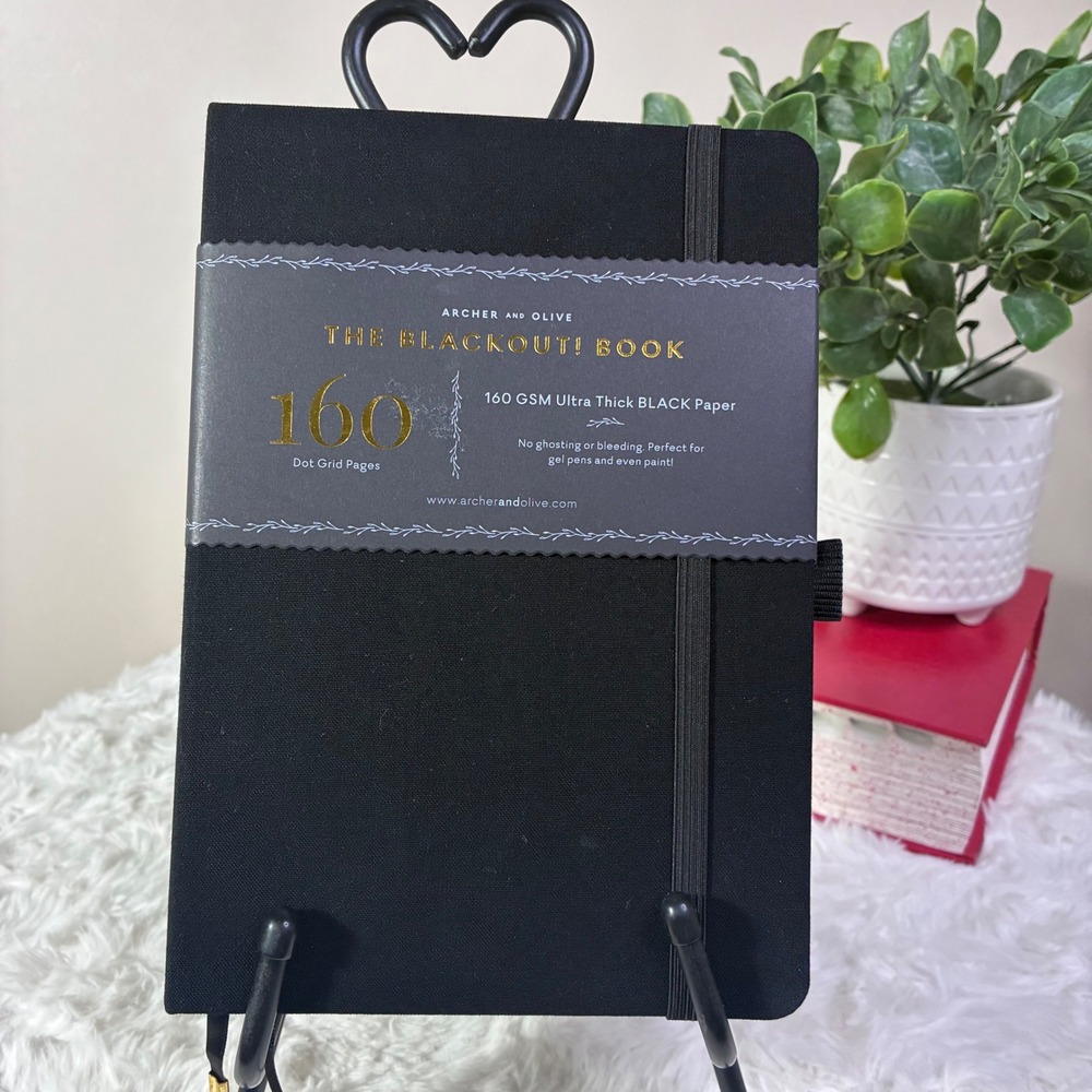 Archer and Olive The Blackout Book Dot Grid Journal 160 GSM Black Paper A5